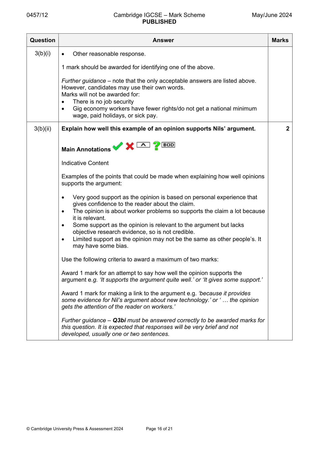 Mark scheme, page 16 of 21