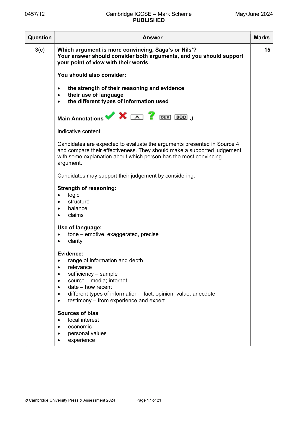 Mark scheme, page 17 of 21