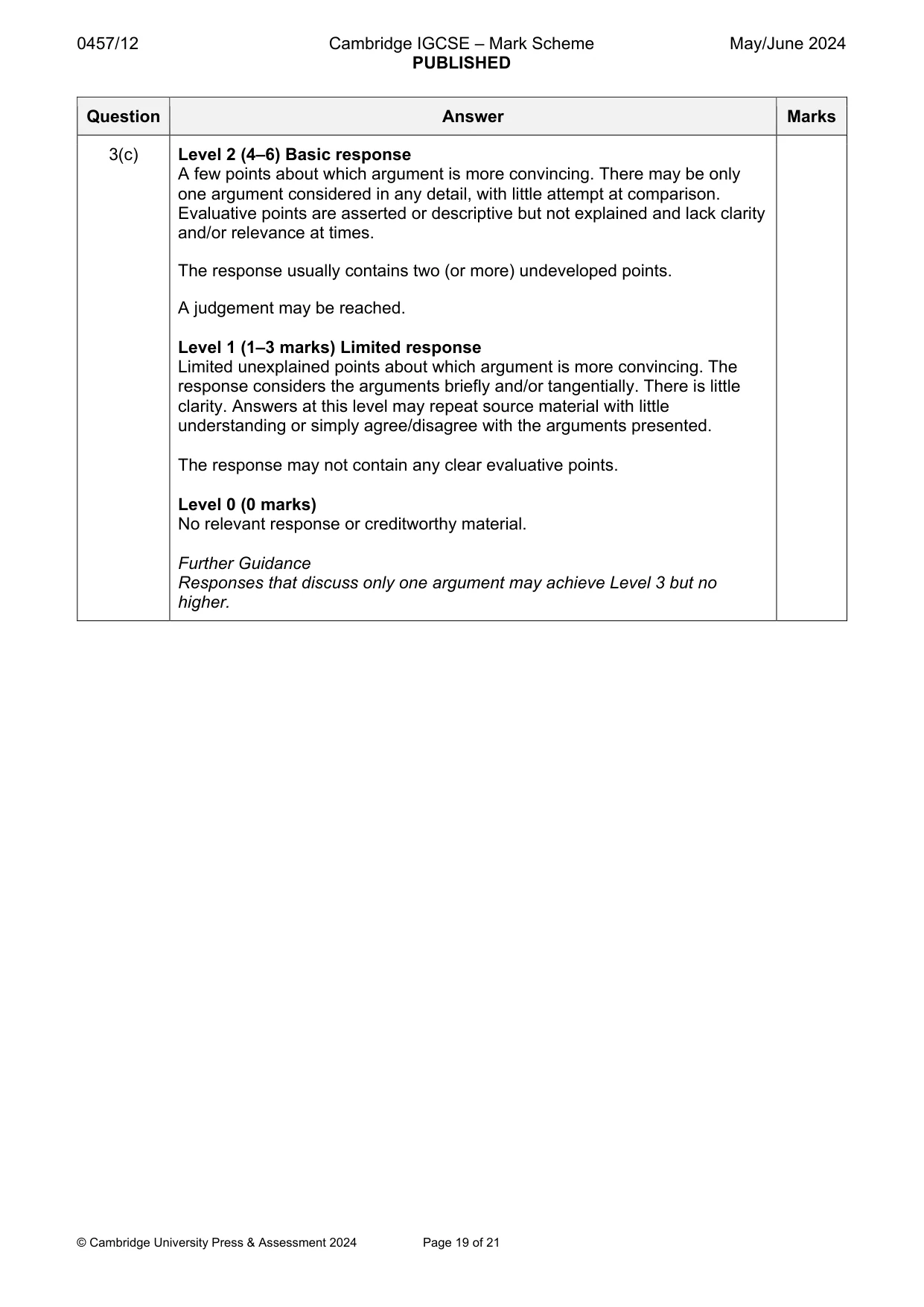 Mark scheme, page 19 of 21