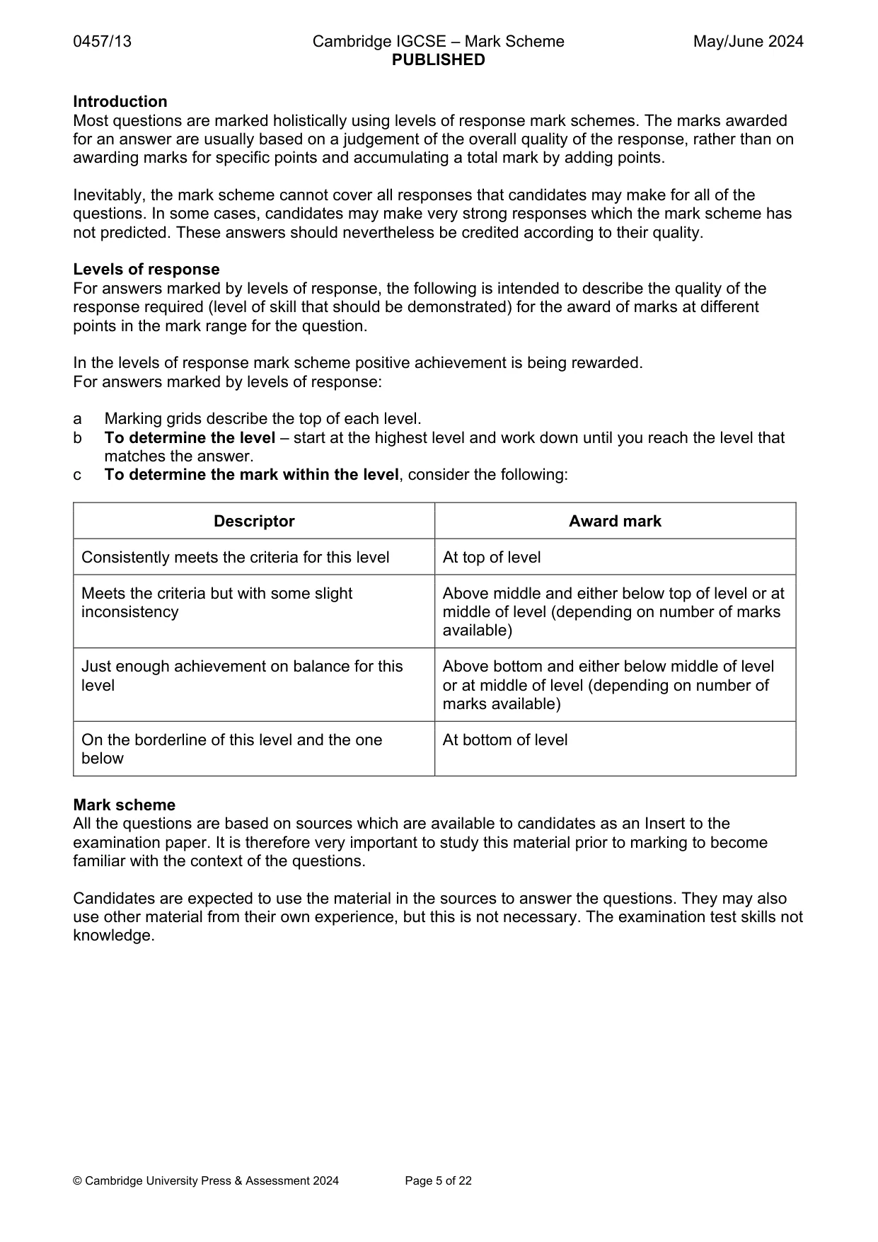 Mark scheme, page 5 of 22