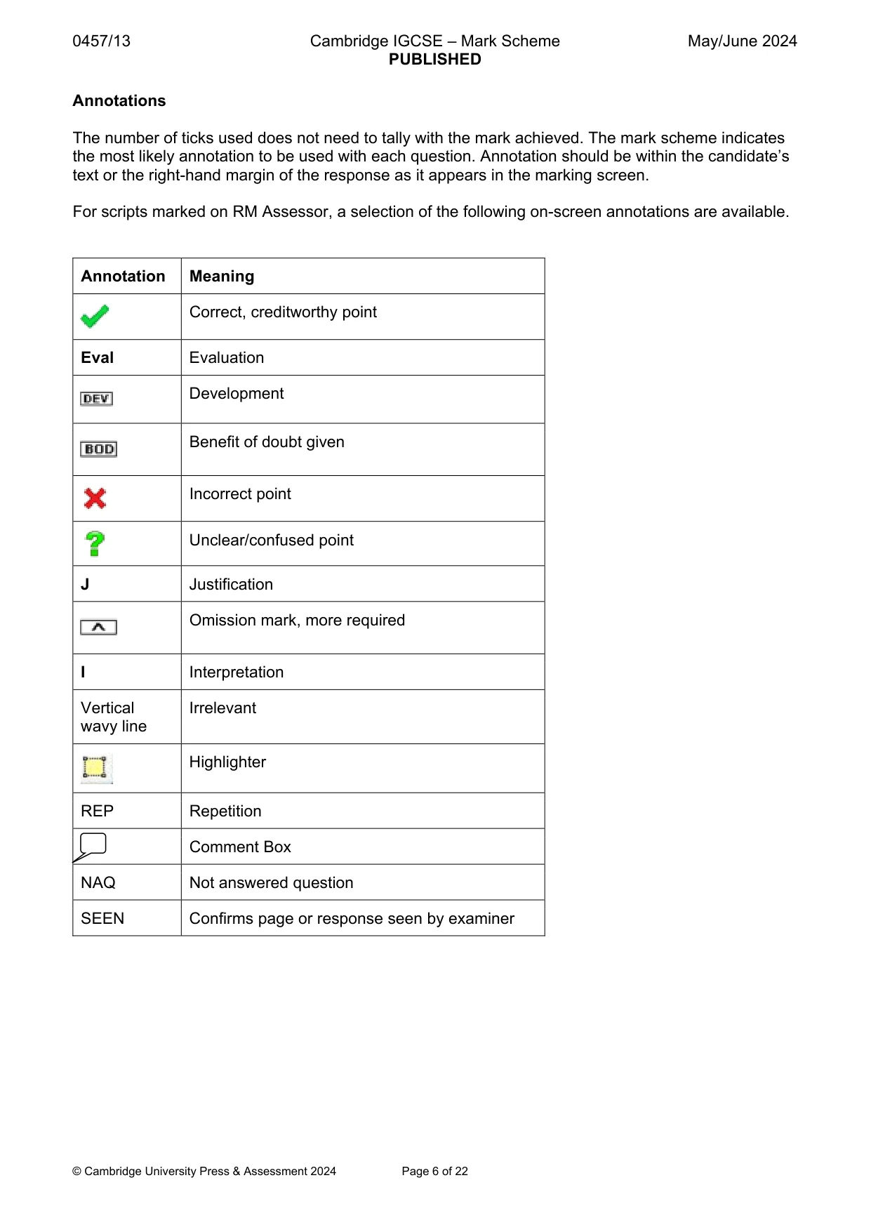 Mark scheme, page 6 of 22