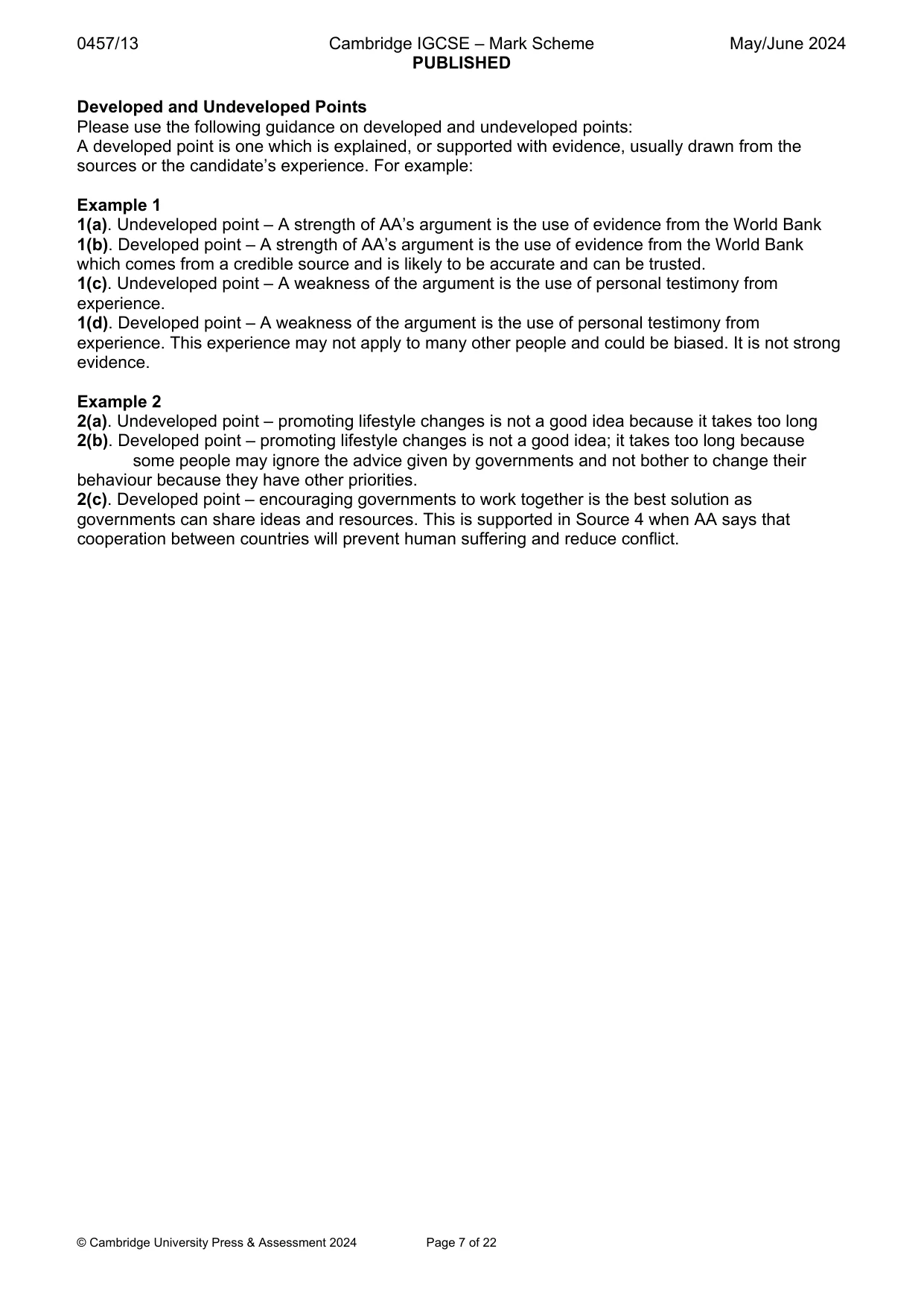 Mark scheme, page 7 of 22