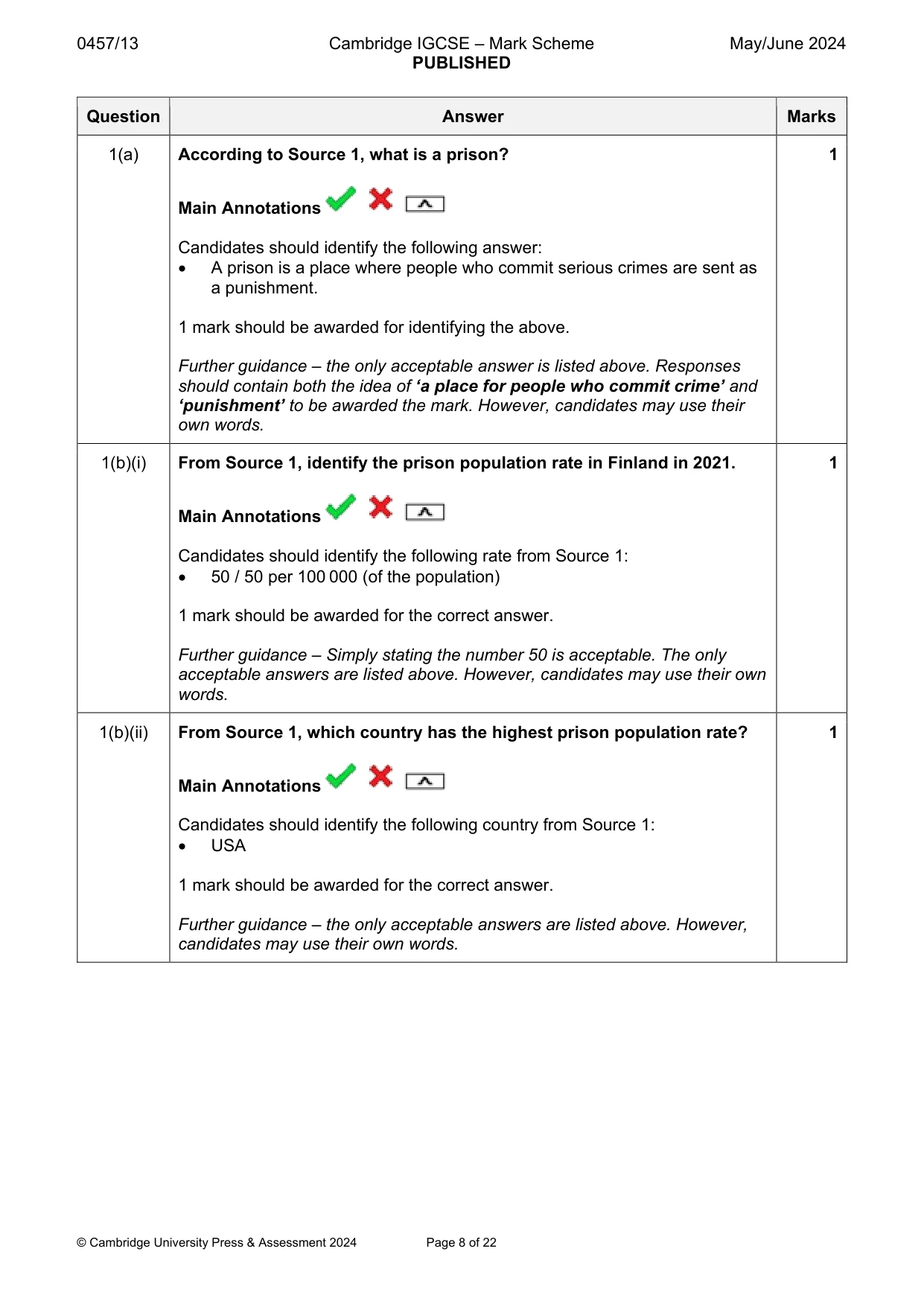 Mark scheme, page 8 of 22