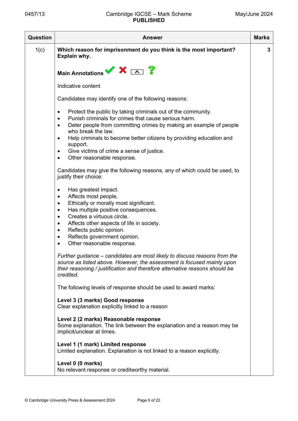 Mark scheme, page 9 of 22