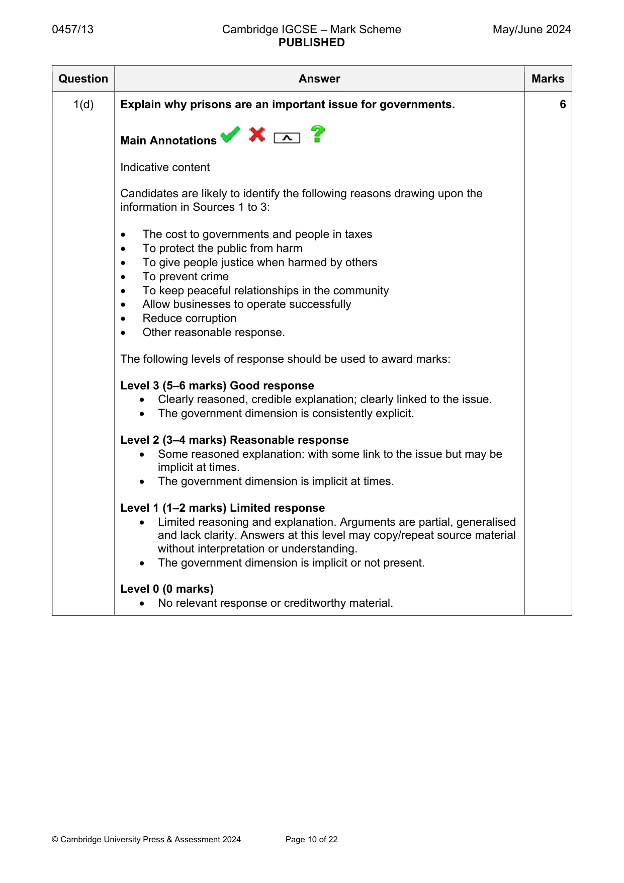 Mark scheme, page 10 of 22