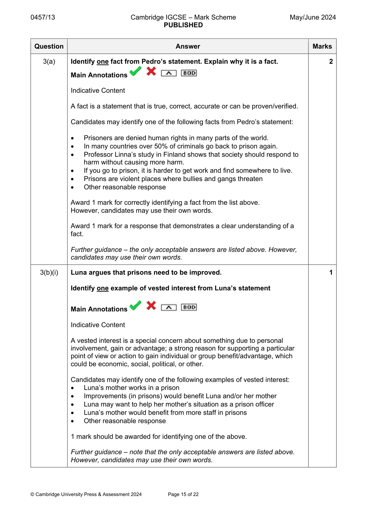 Mark scheme, page 15 of 22