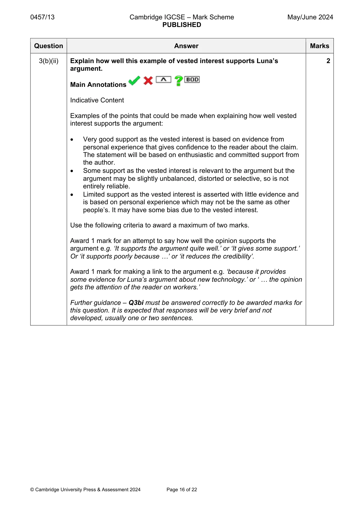 Mark scheme, page 16 of 22