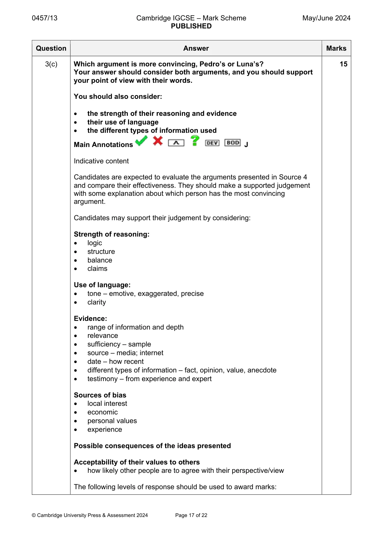 Mark scheme, page 17 of 22