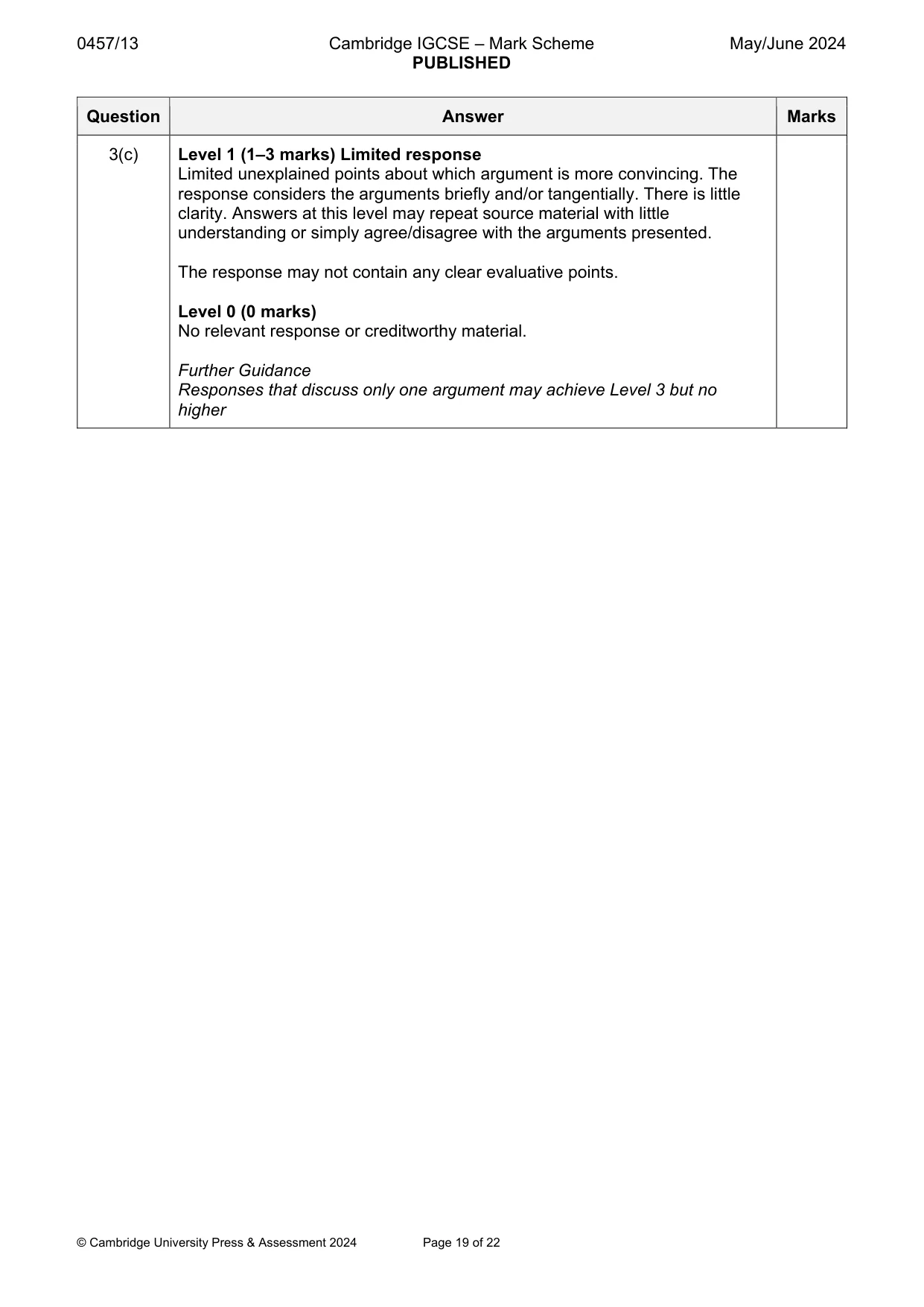Mark scheme, page 19 of 22