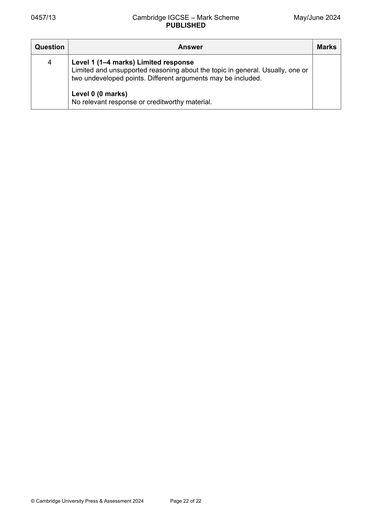 Mark scheme, page 22 of 22