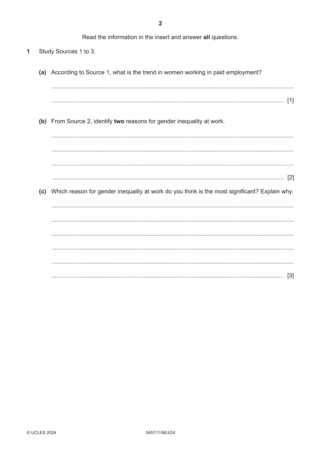 Cambridge IGCSE Global Perspectives 0457 2024 May/June Paper 1 · Variant 1 question paper, page 2 of 12