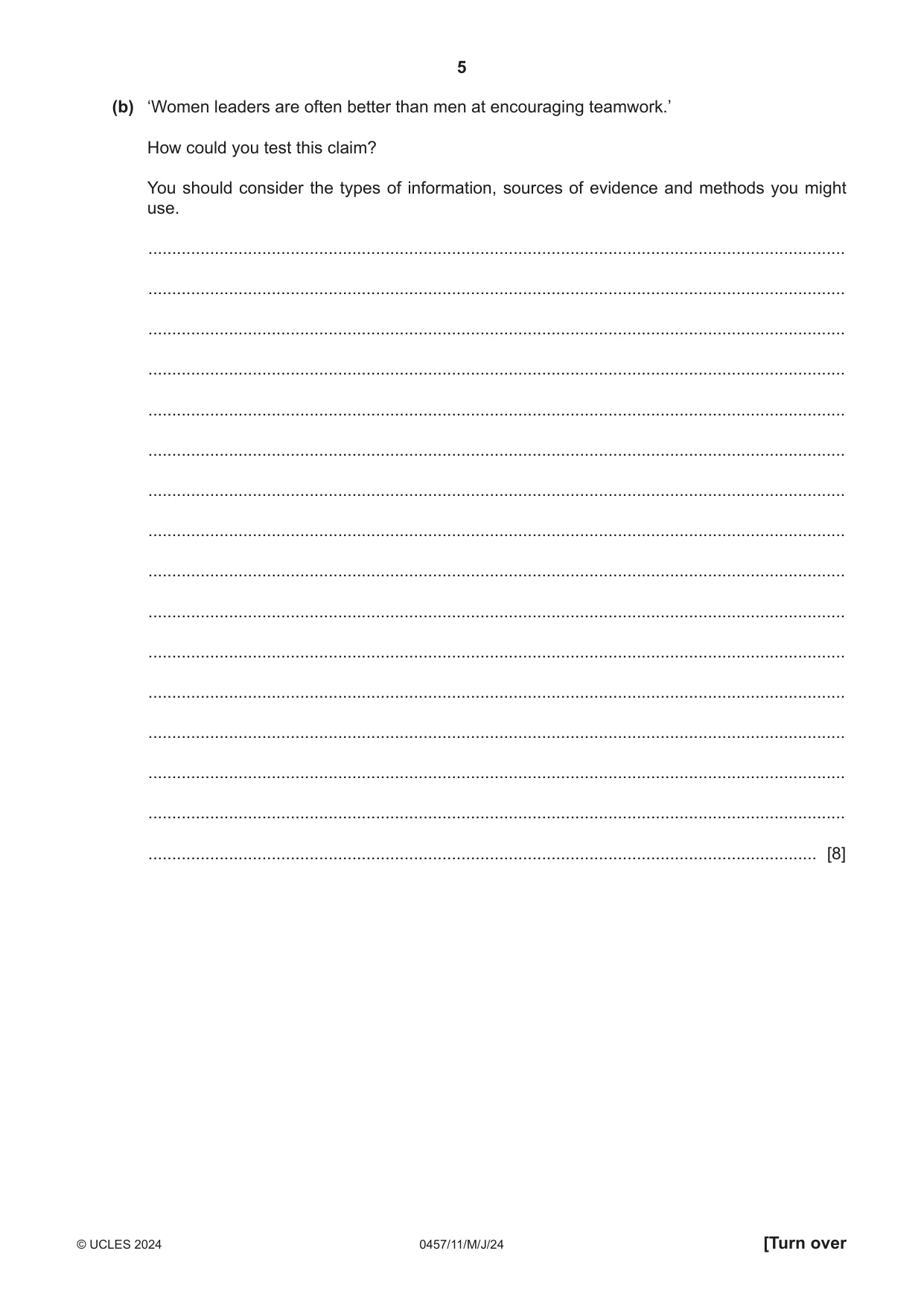 Cambridge IGCSE Global Perspectives 0457 2024 May/June Paper 1 · Variant 1 question paper, page 5 of 12