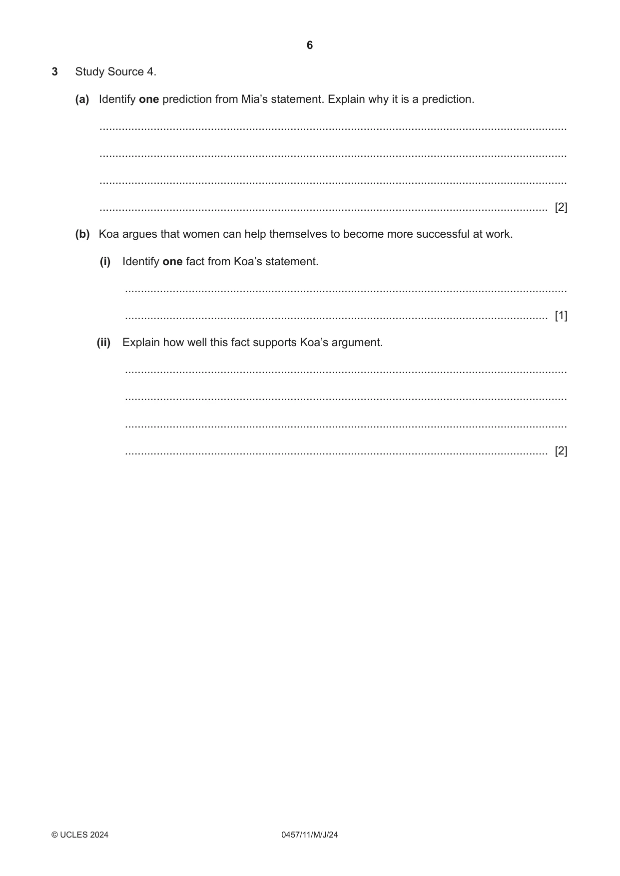 Cambridge IGCSE Global Perspectives 0457 2024 May/June Paper 1 · Variant 1 question paper, page 6 of 12