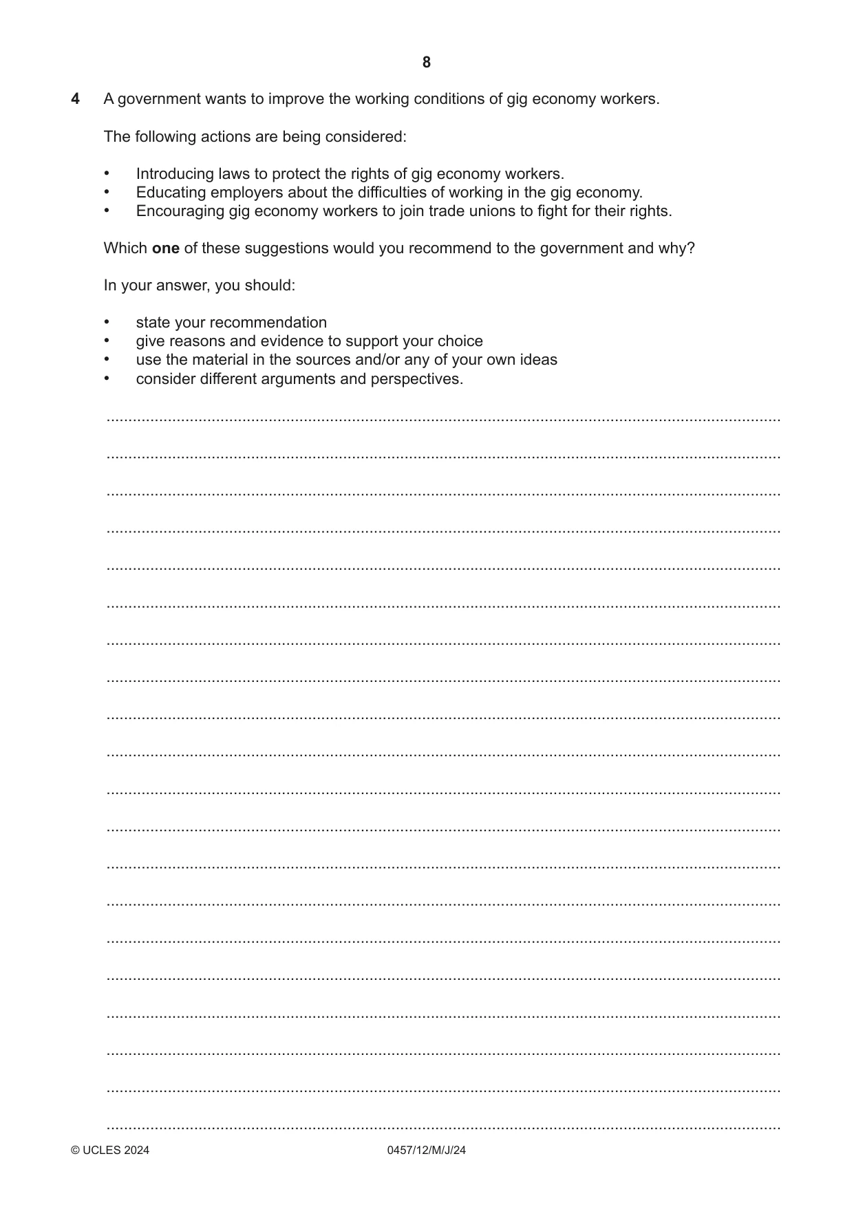 Cambridge IGCSE Global Perspectives 0457 2024 May/June Paper 1 · Variant 2 question paper, page 8 of 12