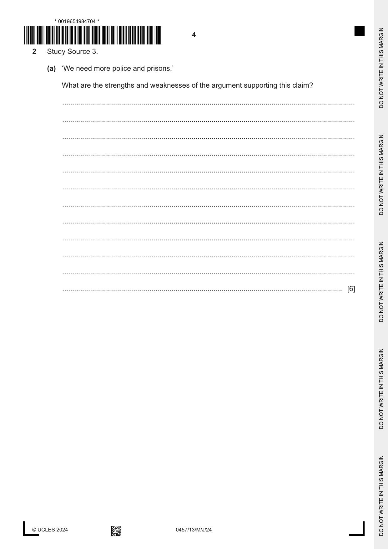 Cambridge IGCSE Global Perspectives 0457 2024 May/June Paper 1 · Variant 3 question paper, page 4 of 12