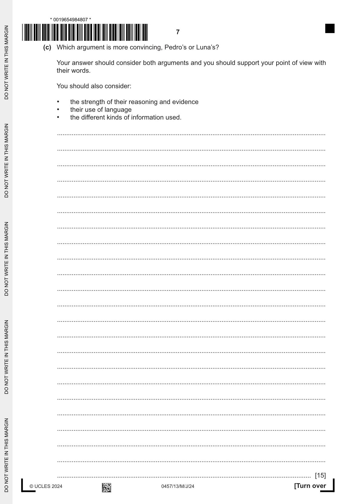 Cambridge IGCSE Global Perspectives 0457 2024 May/June Paper 1 · Variant 3 question paper, page 7 of 12