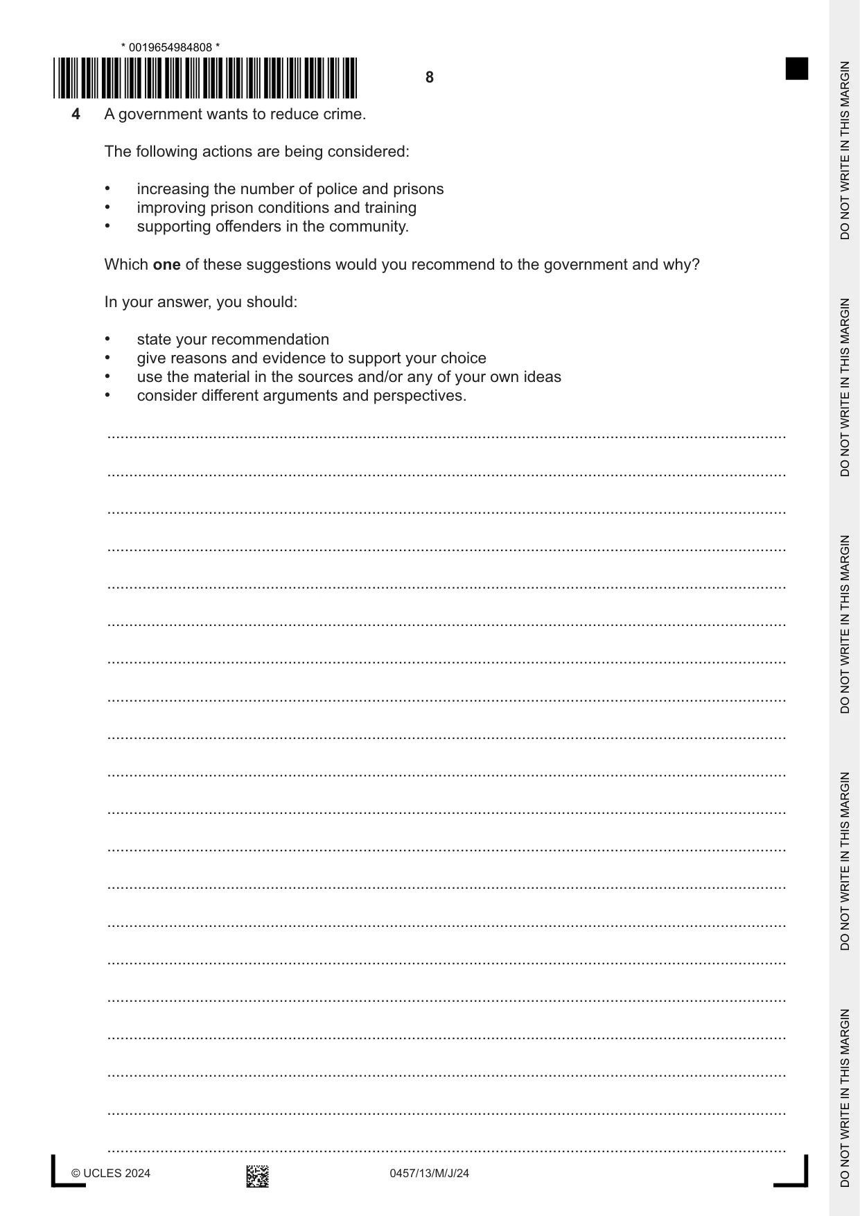 Cambridge IGCSE Global Perspectives 0457 2024 May/June Paper 1 · Variant 3 question paper, page 8 of 12