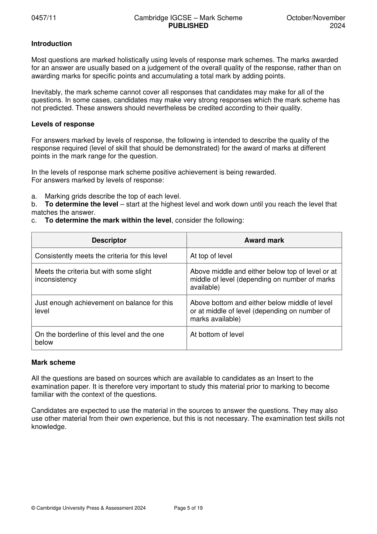 Mark scheme, page 5 of 19