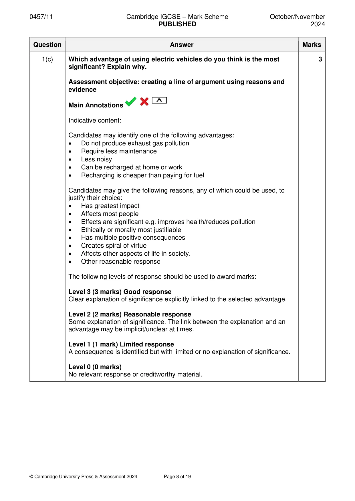 Mark scheme, page 8 of 19