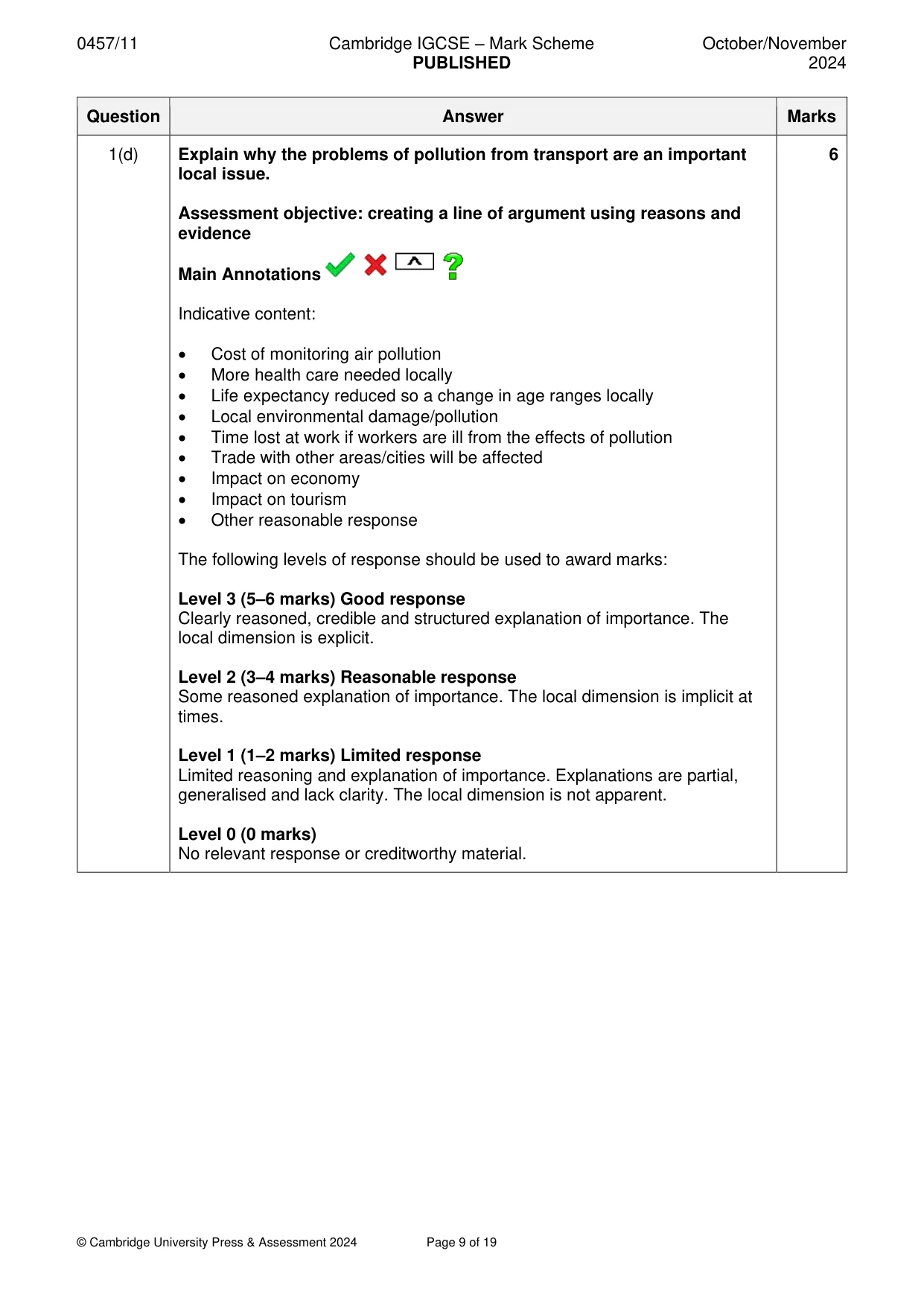 Mark scheme, page 9 of 19