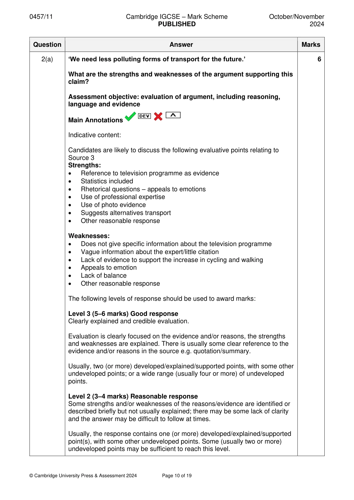 Mark scheme, page 10 of 19