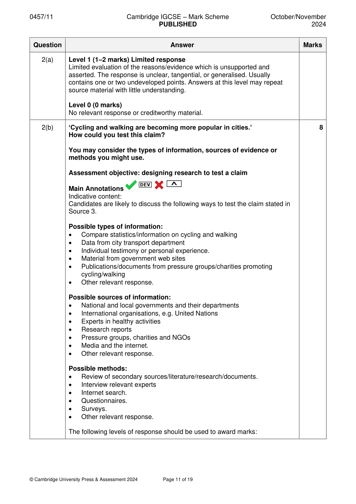 Mark scheme, page 11 of 19