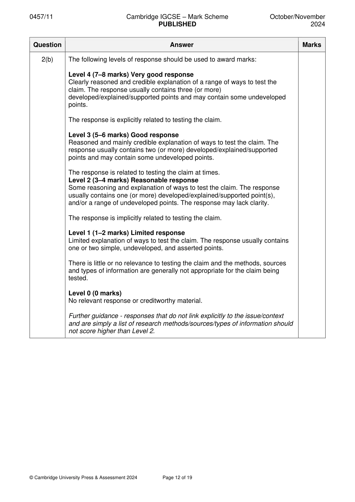 Mark scheme, page 12 of 19