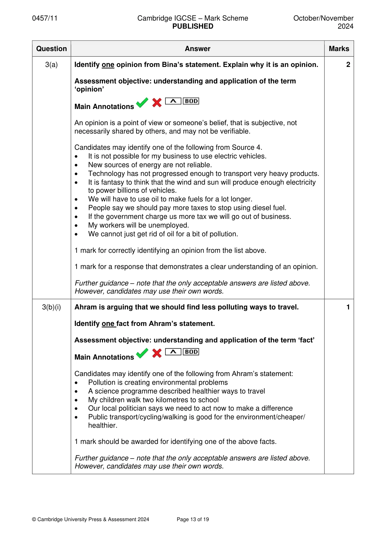 Mark scheme, page 13 of 19