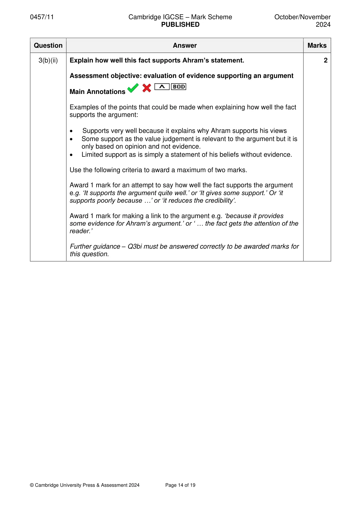 Mark scheme, page 14 of 19