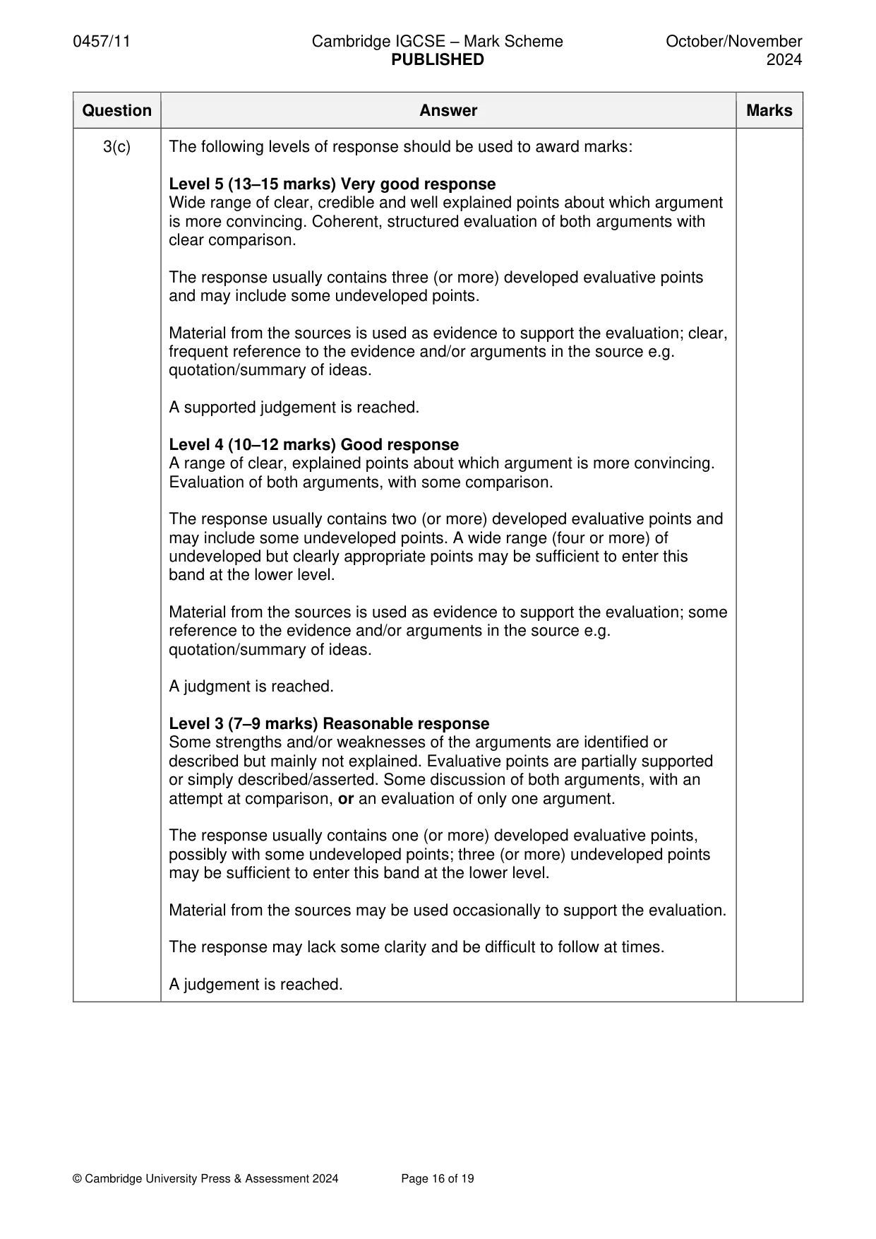 Mark scheme, page 16 of 19