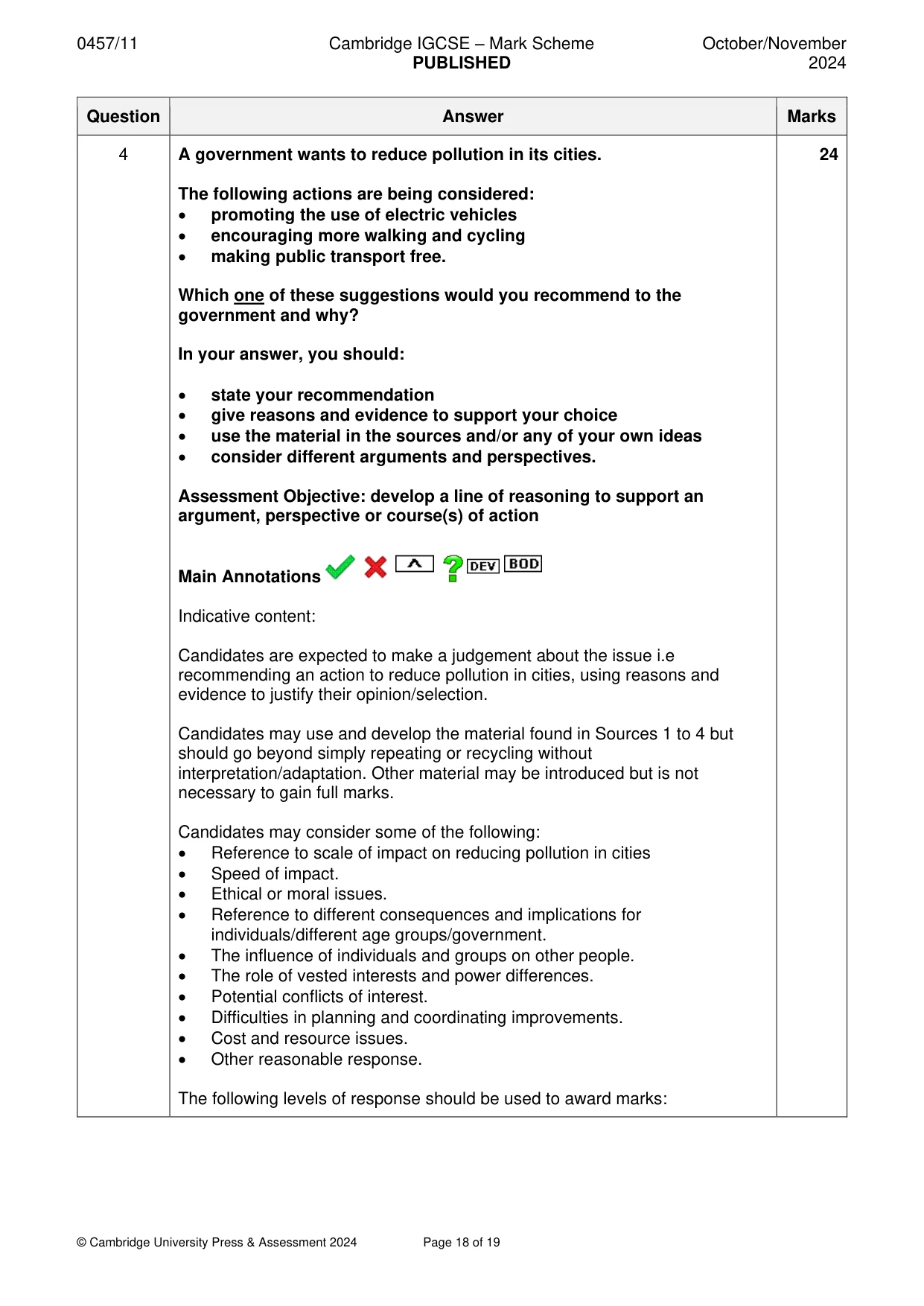 Mark scheme, page 18 of 19