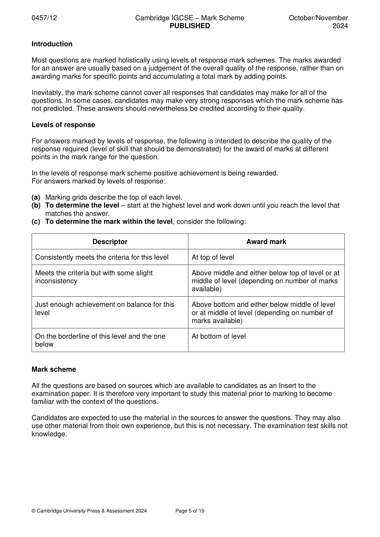 Mark scheme, page 5 of 19