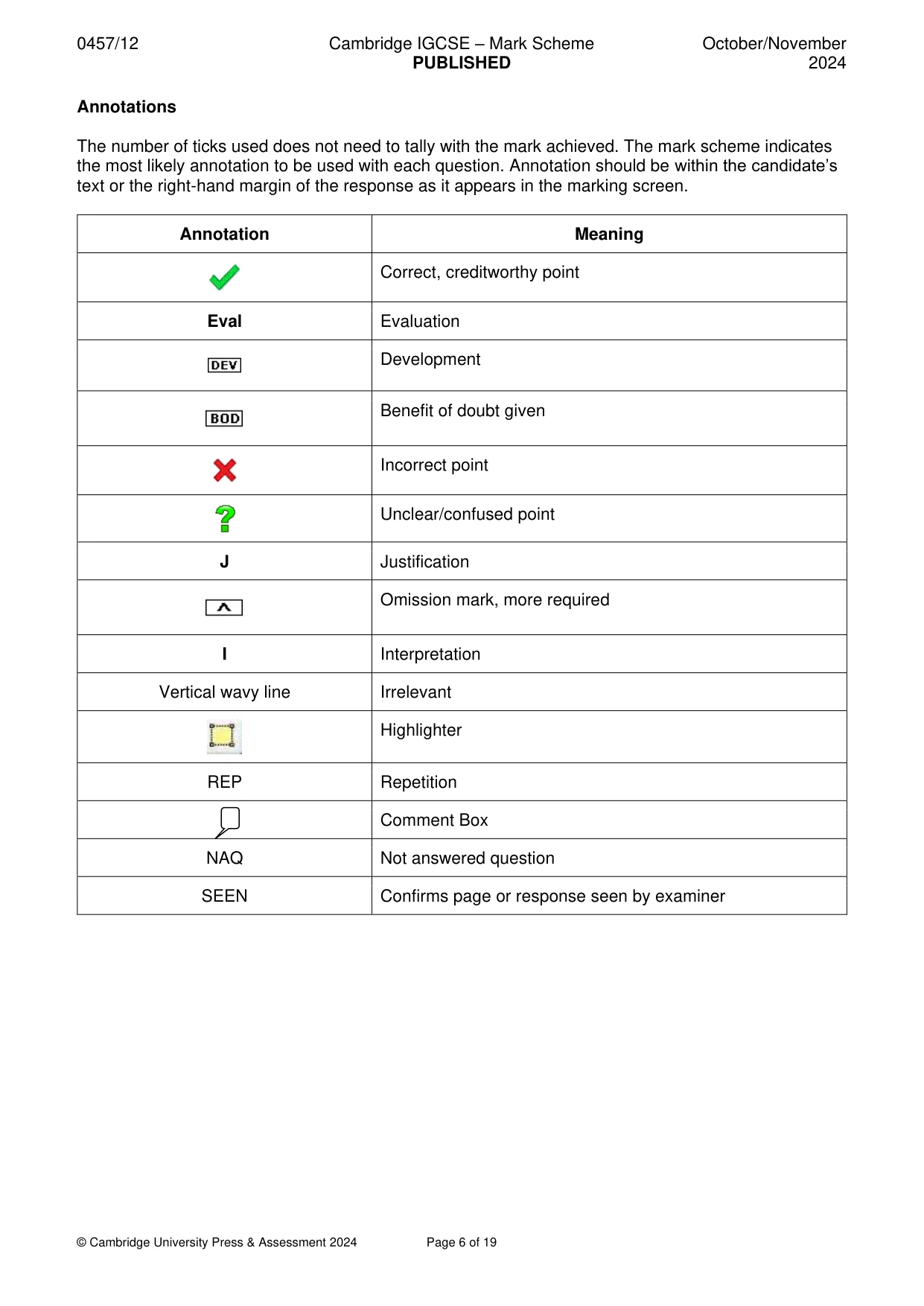 Mark scheme, page 6 of 19
