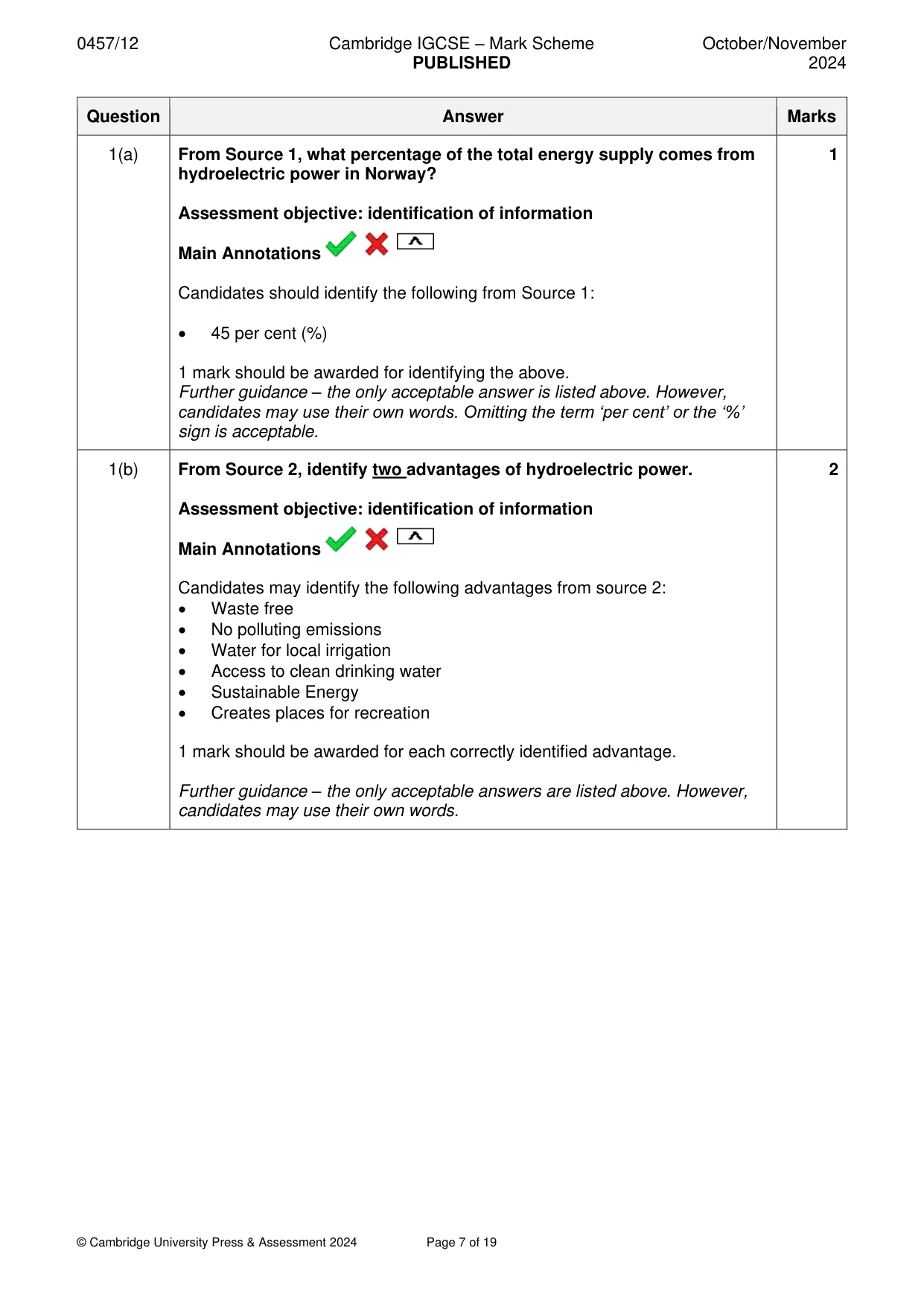 Mark scheme, page 7 of 19