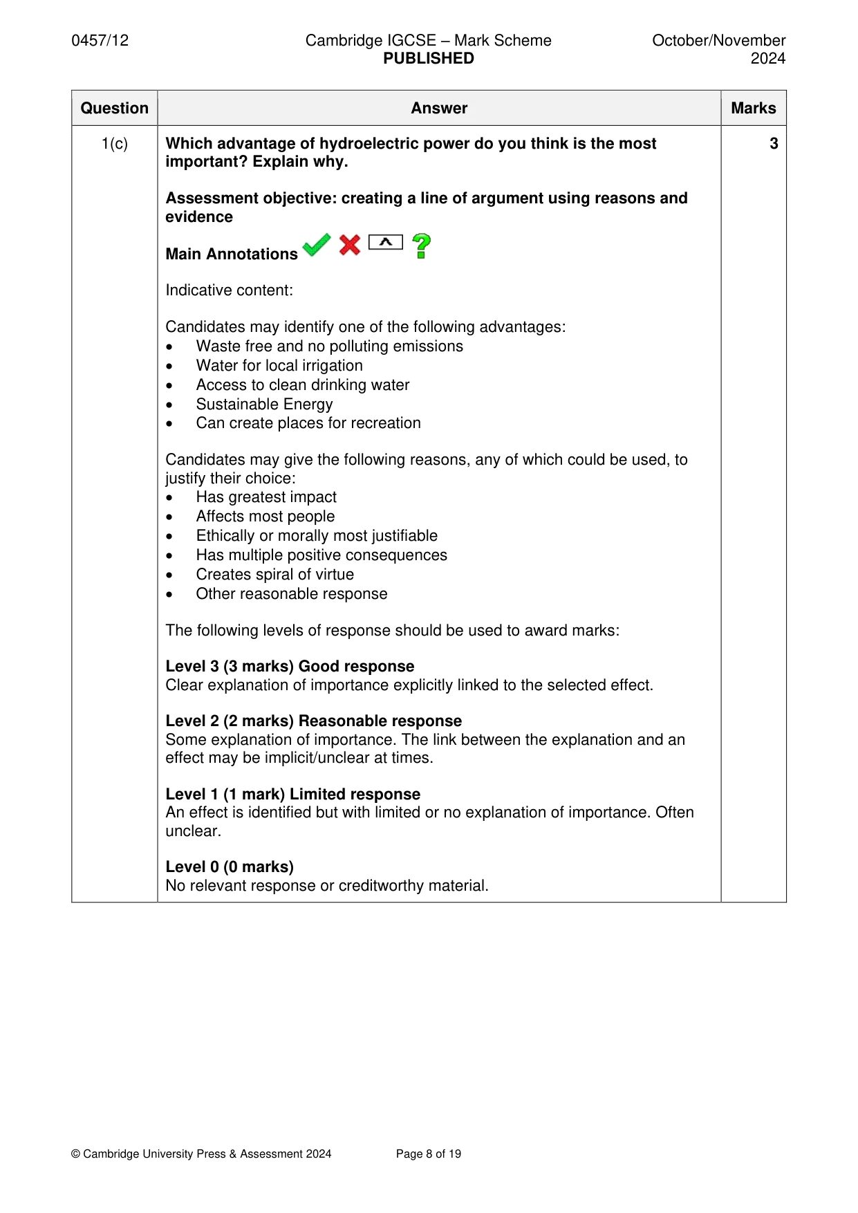 Mark scheme, page 8 of 19