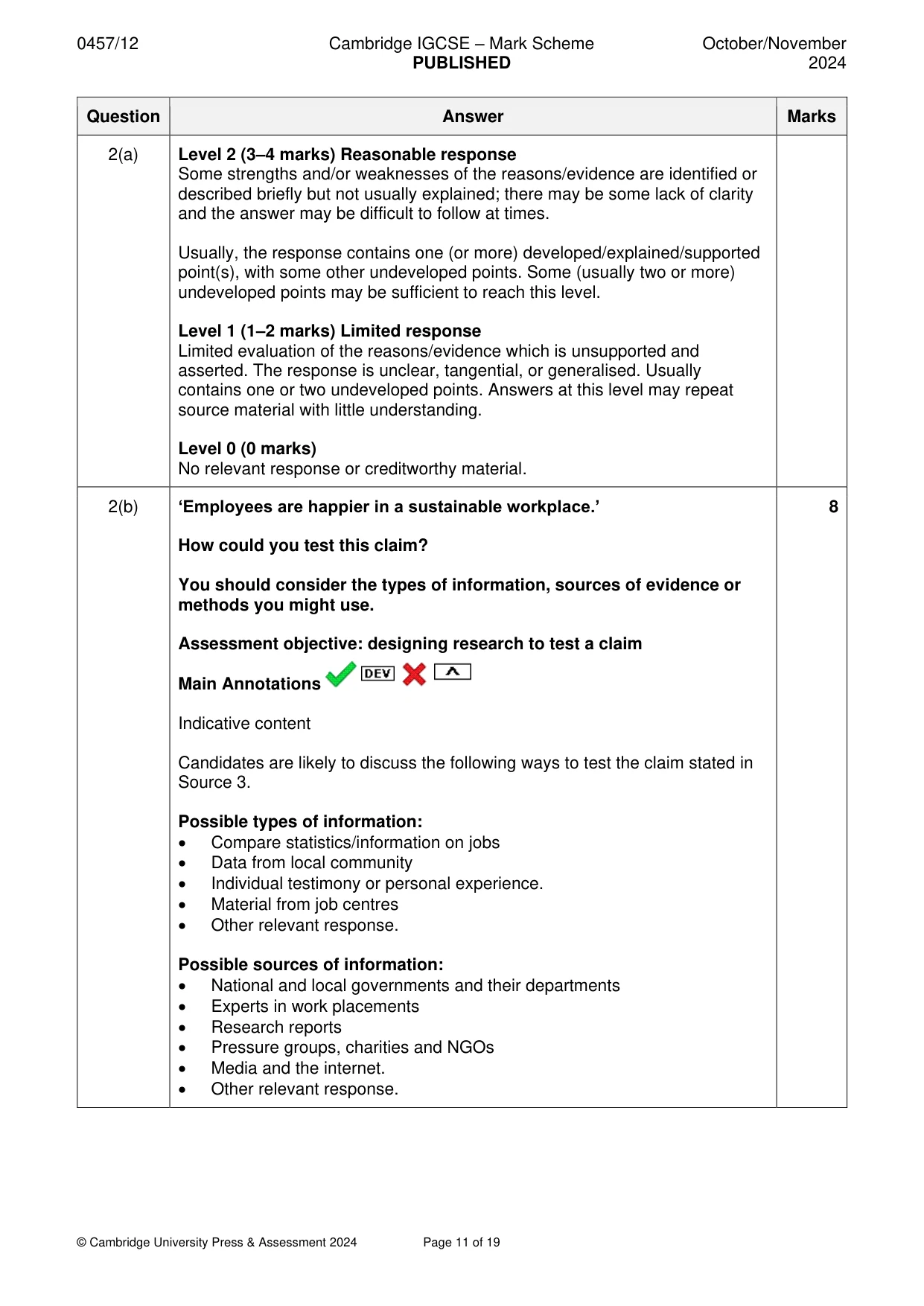 Mark scheme, page 11 of 19