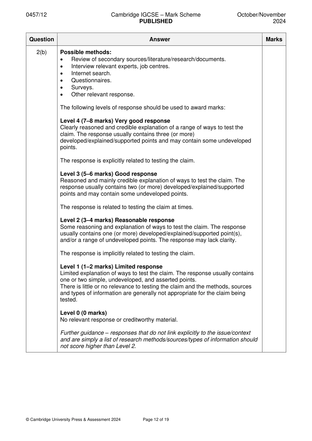 Mark scheme, page 12 of 19