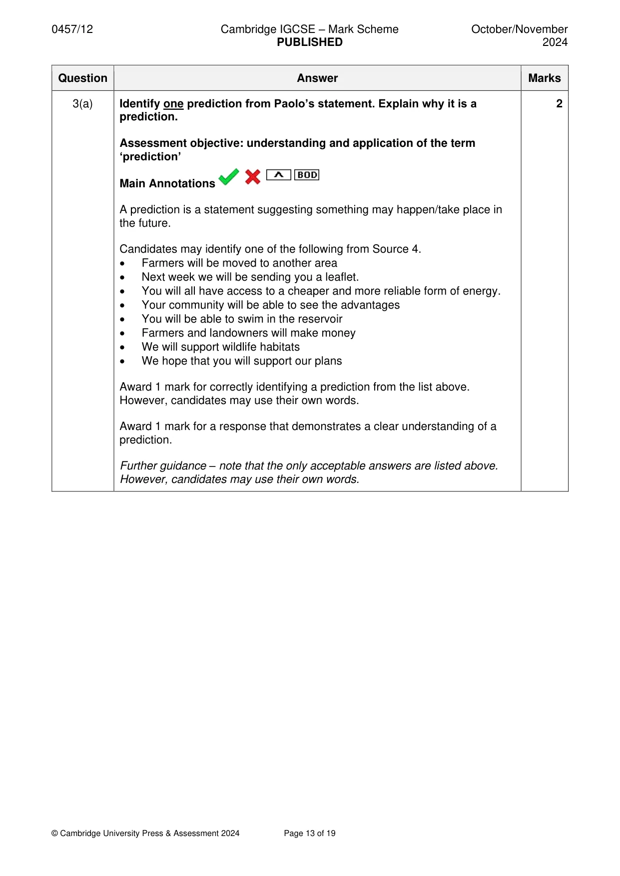 Mark scheme, page 13 of 19