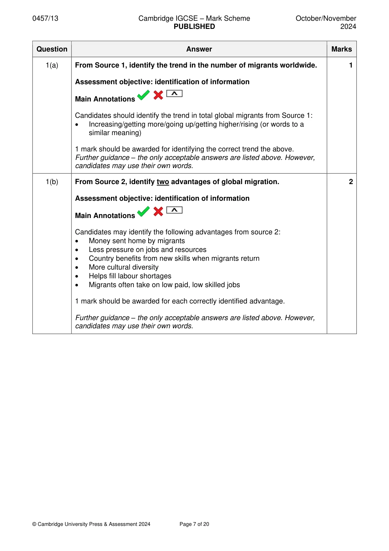 Mark scheme, page 7 of 20