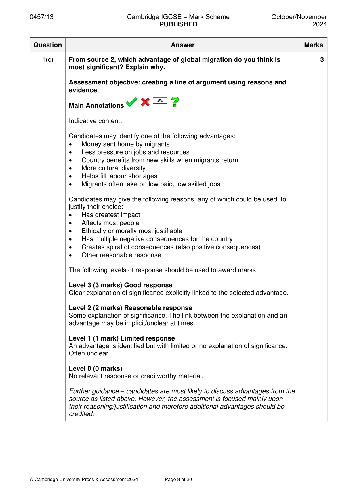 Mark scheme, page 8 of 20
