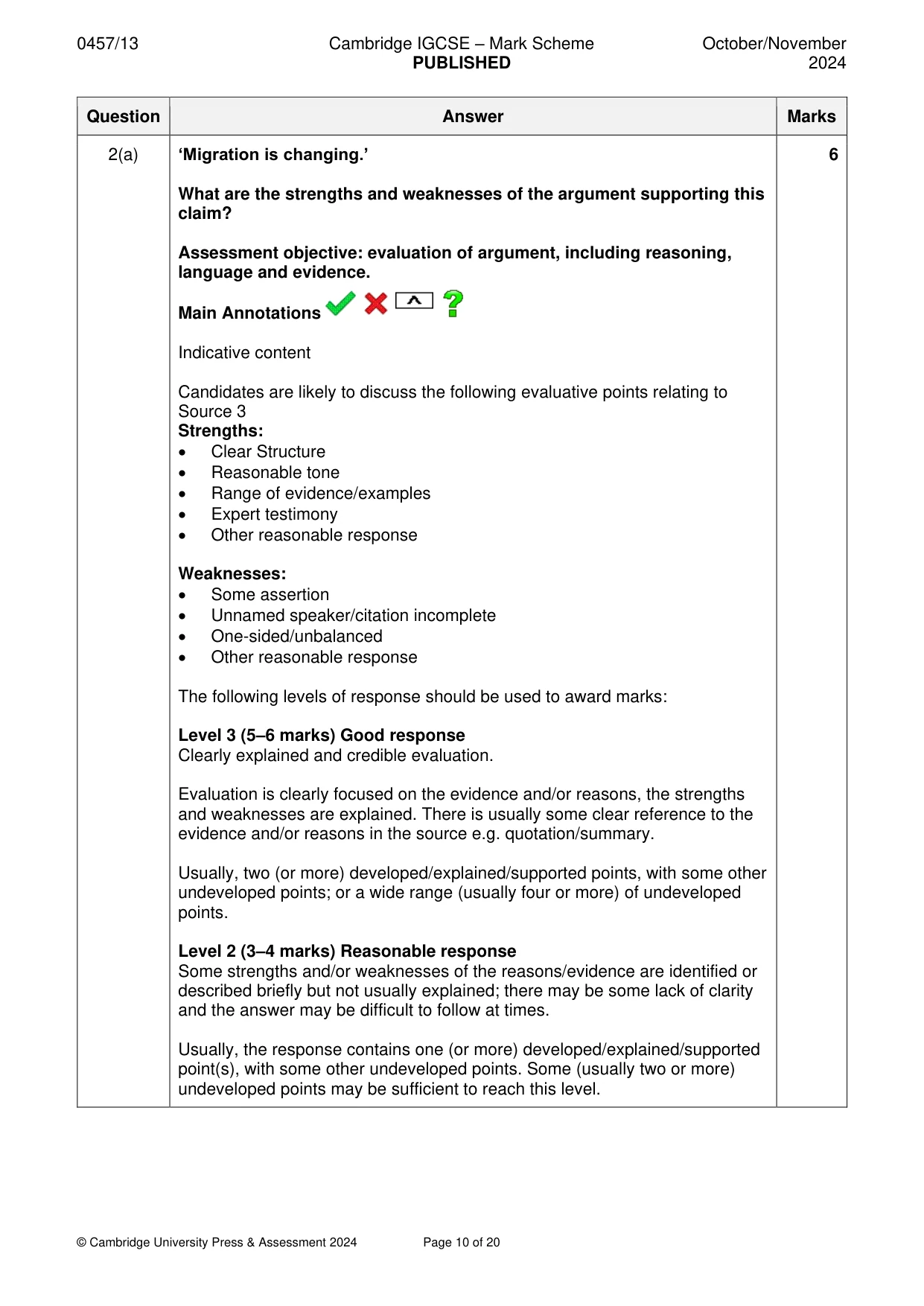 Mark scheme, page 10 of 20
