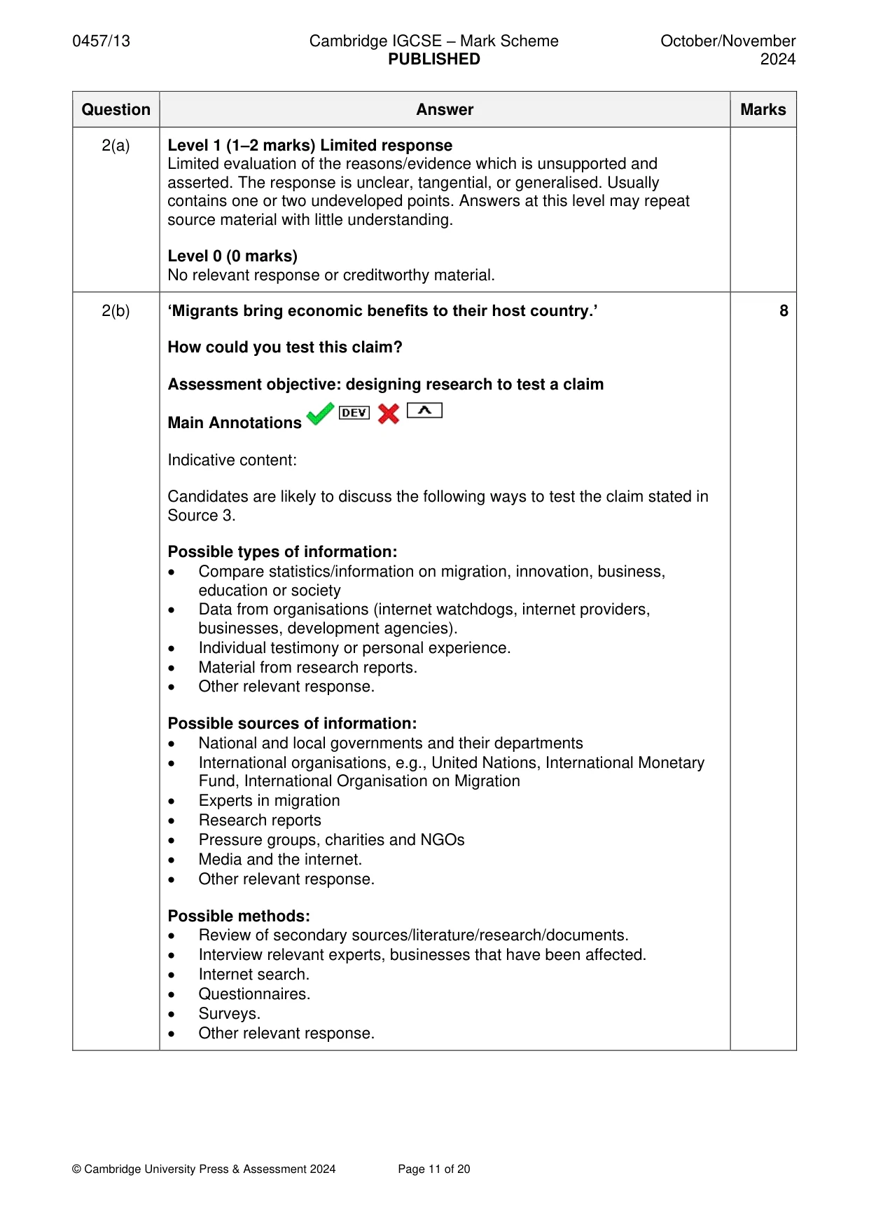 Mark scheme, page 11 of 20