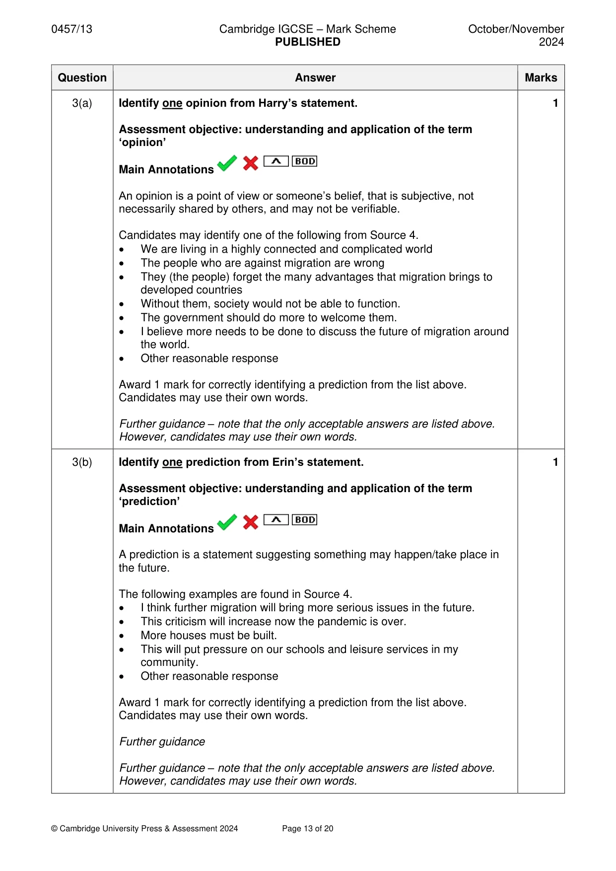 Mark scheme, page 13 of 20