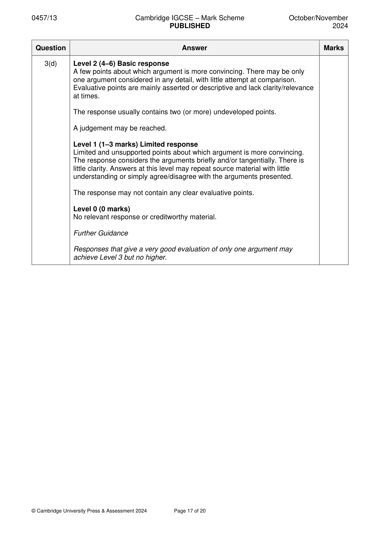 Mark scheme, page 17 of 20