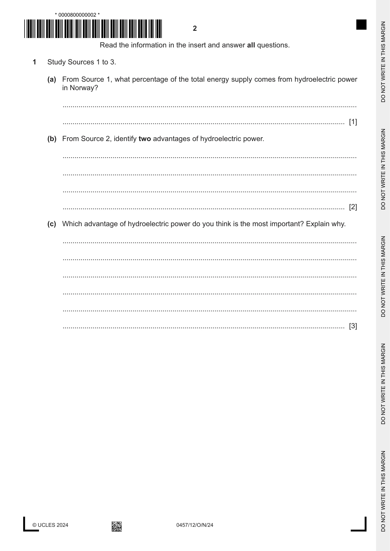 Cambridge IGCSE Global Perspectives 0457 2024 Oct/Nov Paper 1 · Variant 2 question paper, page 2 of 12