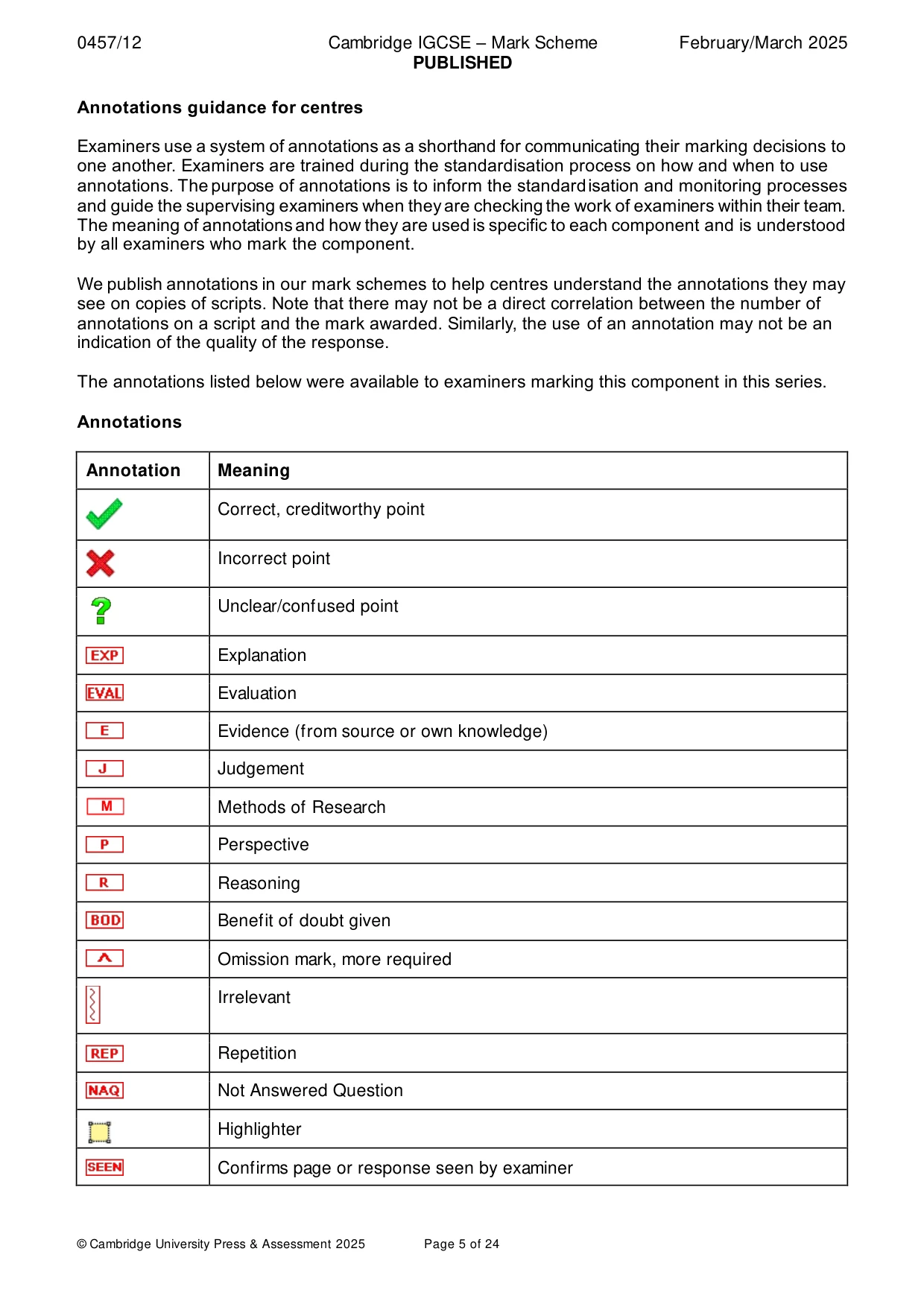 Mark scheme, page 5 of 24