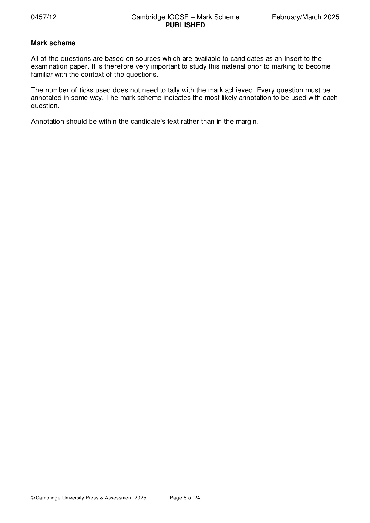 Mark scheme, page 8 of 24