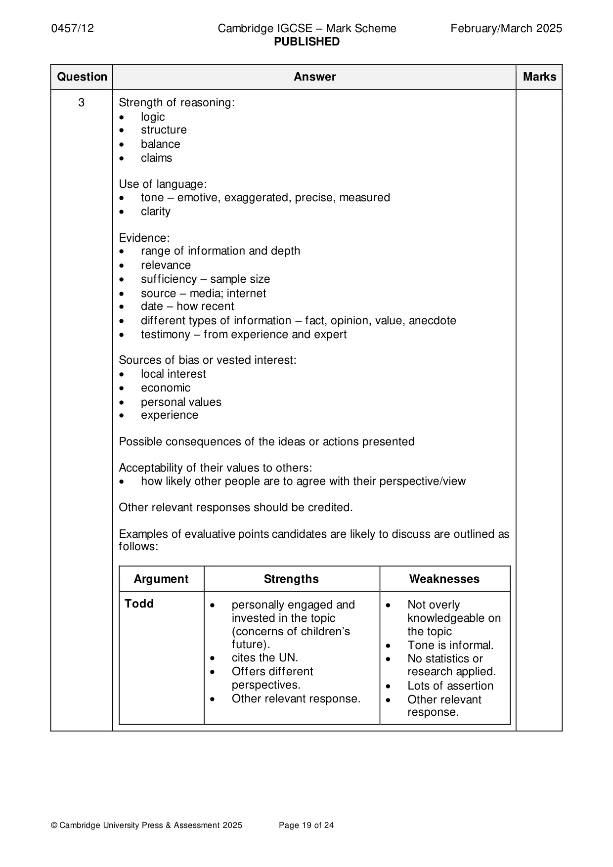 Mark scheme, page 19 of 24
