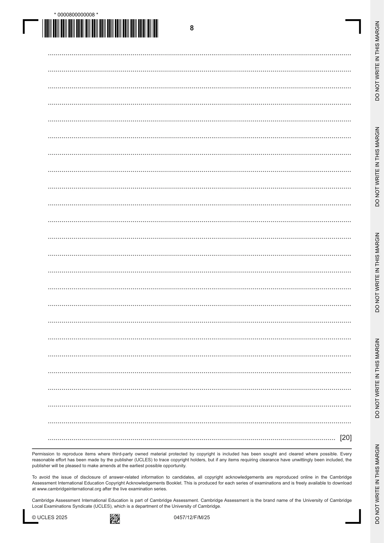 Cambridge IGCSE Global Perspectives 0457 2025 Feb/March Paper 1 · Variant 2 question paper, page 8 of 8