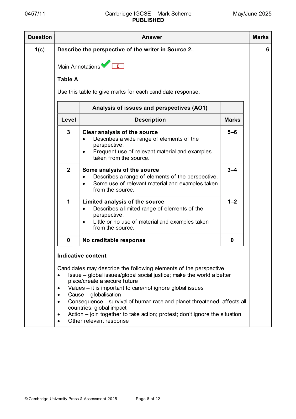 Mark scheme, page 8 of 22